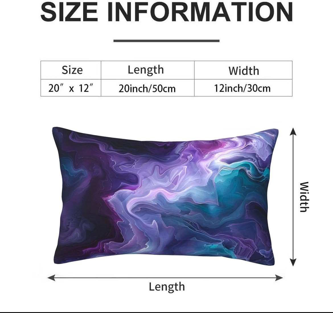 Purple Teal Turquoise Galaxy Nebulous 20x12 inches Throw Pillow Covers Cozy Square Pillowcases Home Decor for Bed Couch Sofa Office Living Room Cushion Covers