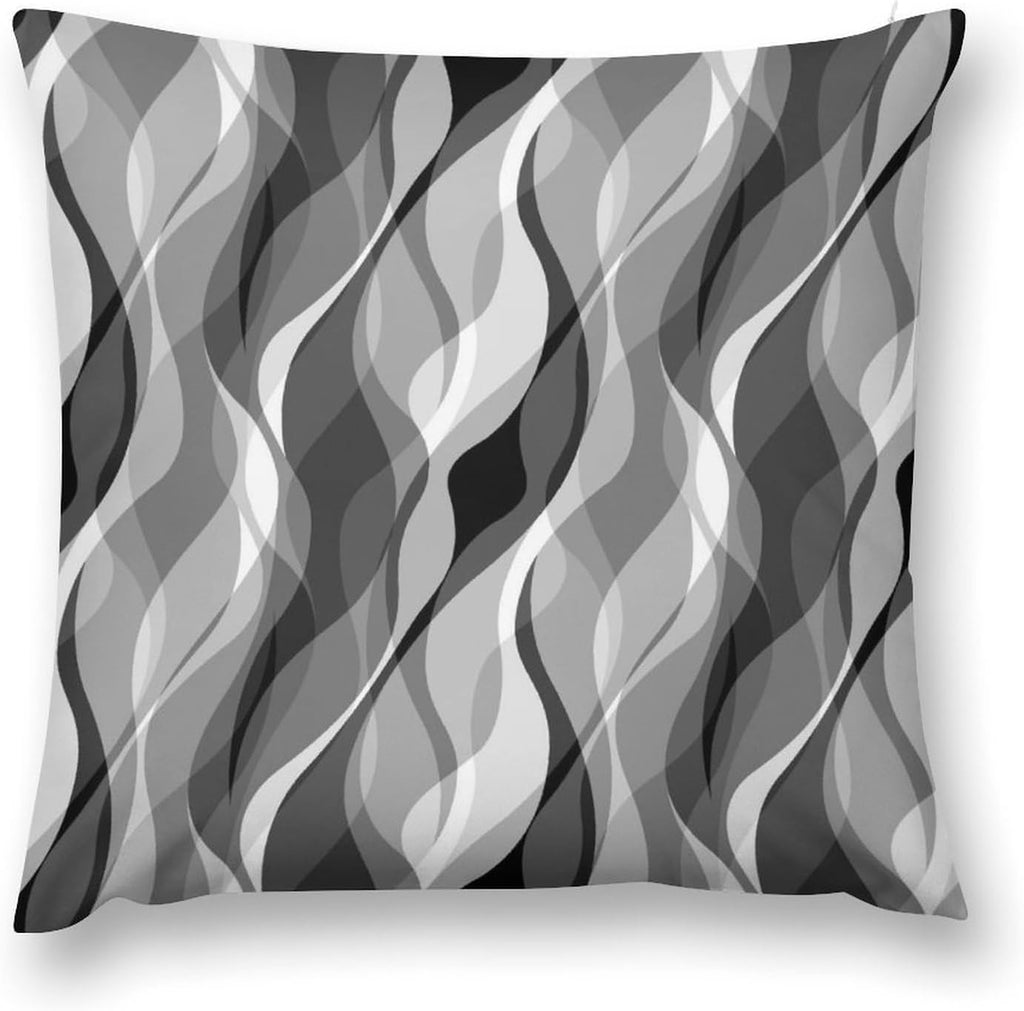 Grey Throw Pillow Covers Modern Abstract Black and Grey Striped Decorations for Bedroom Living Room Farmhouse Sofa Pillows Bed Couch 20x20 Inch