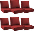 6" Thick Outdoor Cushions 24x24x6, 6-Set Deep Seat Patio Cushions with Removable Cover, Waterproof & Fade Resistant Replacement for Wicker Chair, Loveseat, Sofa - Red