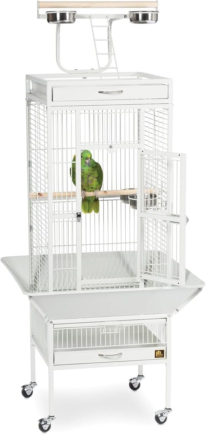 Retro Renaissance Iron Select Bird Cage with Elegant Design, Durable Construction, Easy-Clean Tray Black Hammertone