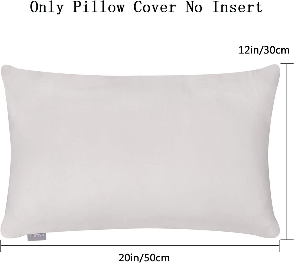 Thmyo 4-Pack 100% Cotton Lumbar Comfortable Solid Decorative Throw Pillow Case Rectangle Cushion Cover Sublimation Blank Pillow Covers DIY Throw Pillowcase(12x20inch/30x50cm,Light Silver Grey)