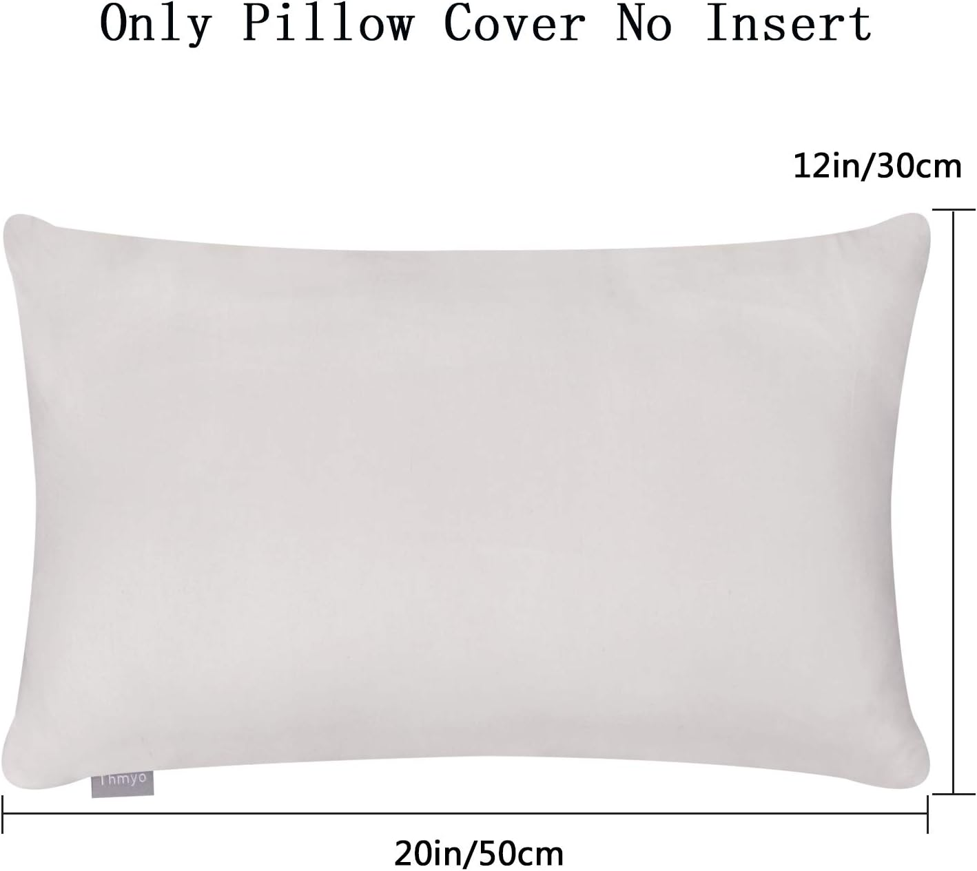 Thmyo 4-Pack 100% Cotton Lumbar Comfortable Solid Decorative Throw Pillow Case Rectangle Cushion Cover Sublimation Blank Pillow Covers DIY Throw Pillowcase(12x20inch/30x50cm,Light Silver Grey)