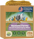Nemeth Farms- GMO-Free Sun Dried Spray Millet | (No Stems Only Edible Tops) The Original Bird Treat and Supplement for All Pet Birds Parakeets, Cockatiels, Lovebirds and Finches 25lbs