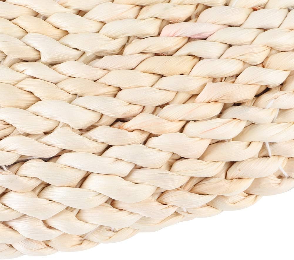 Japanese Round Tatami Hand Woven Floor Cushion, Meditation Yoga Mat, Corn Bran Pouf with Silk Floss Filler, Ergonomic for Zen Tea Ceremony, Home Decor, 40x40x6cm