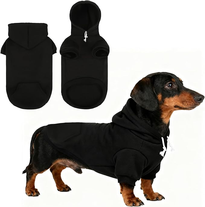 KOOLTAIL Dachshund Dog Hoodie - Soft and Warm Dogs Hoodie Sweater with Leash Hole and Pocket, Pet Winter Coat, Cold Weather Clothes Sweatshirt for Small Medium Large Dogs Puppy Cat Boys Girls S