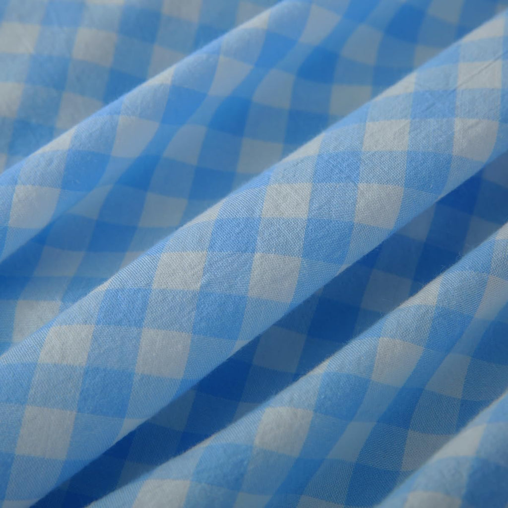 2 Pack Vintage Sky Blue Plaid Ruffle Throw Pillow Covers,Washed Cotton Checkered Gingham Pillow Covers 20"x20" for Sofa,Couch,Bed and Living Room