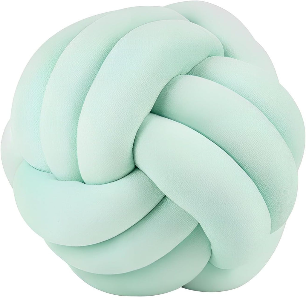 Knot Ball Pillows, Round Throw Pillow Cushion Home Decoration Soft Plush Pillow, Throw Knotted Ball Pillow Handmade Children Room Decoration Round Plush Toy Pillow (Light Green,11"/28cm)