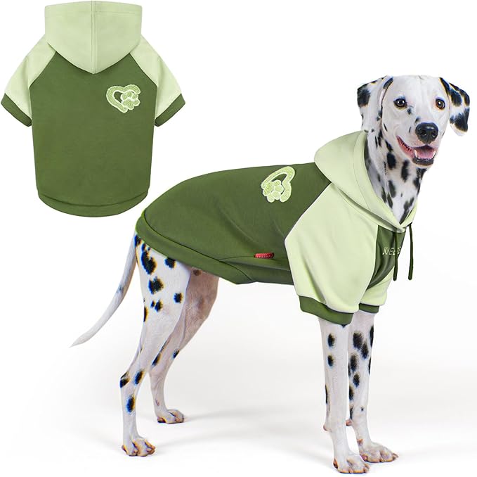 KYEESE Dog Hoodie Stretchy Dog Clothes for Large Dogs Comfort Dogs Winter Coat Pets Sweater with Leash Hole Warm Pet Clothes with Drawstring Soft Pet Sweatshirt Pets Coat for Cold Weather