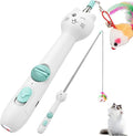 TBTeek Cat Toy, 2in1 Light and Retractable Pole with Feather, Rechargeable, Long Range 5 Modes, Interactive Toy for Indoor Cat Kitten Dog
