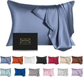 Mulberry Silk Pillowcase for Hair and Skin,Queen Size Cooling Silk Pillow Case with Hidden Zipper,Allergen Proof Dual Sides Soft Breathable Smooth Silk Pillow Cover for Women(Queen,Grayish Blue)