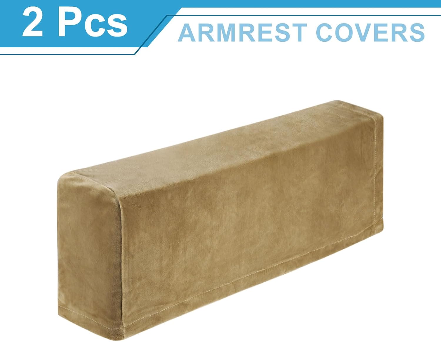 uxcell 2Pcs Stretch Armrest Covers, Polyester Soft Armchair Slipcovers Couch Recliner Arm Cover for Chair Sofa Protector, Taupe