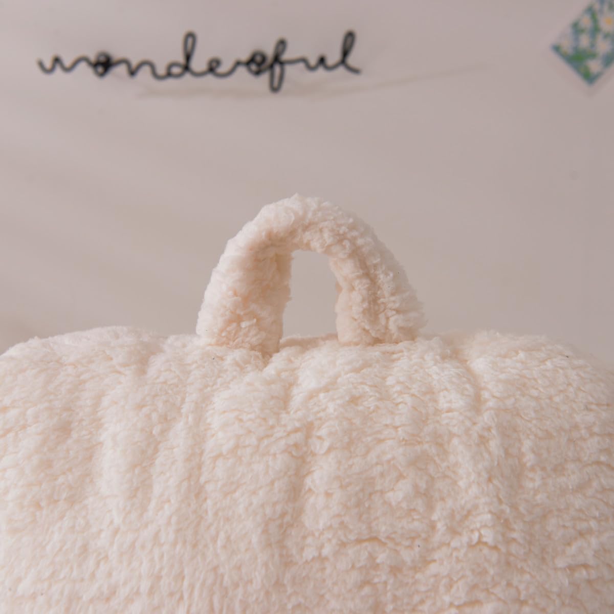 NTBED Sherpa Reading Pillow for Backrest with Arms, Kids Adult Bed Rest Pillow Back Support for Sitting Up in Bed Chair Pillow(White)