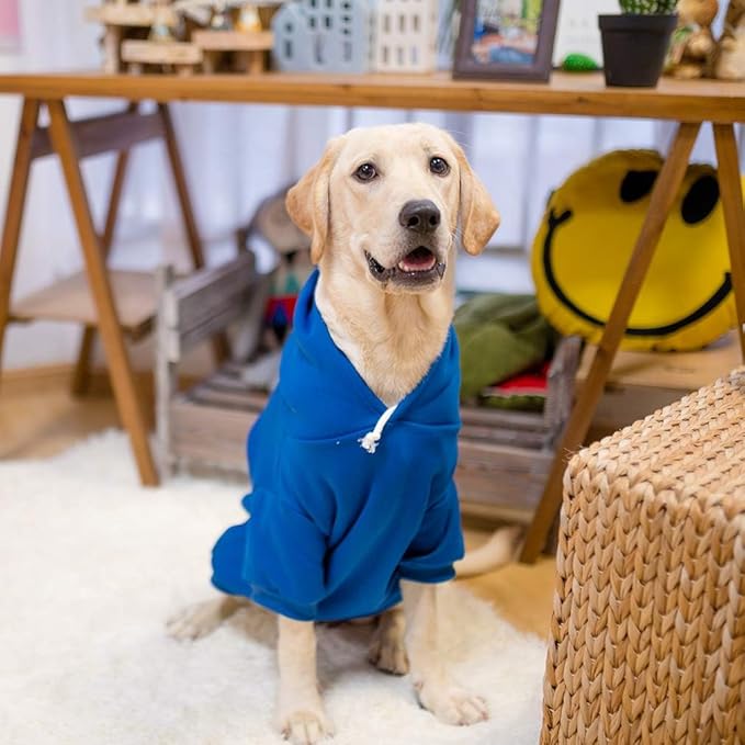 KOOLTAIL Basic Dog Hoodie - Soft and Warm Dog Hoodie Sweater with Leash Hole and Pocket, Dog Winter Coat, Cold Weather Clothes Sweatshirt for Small Medium Large Dogs Puppy Cat Boys Girls Blue XL/XXL