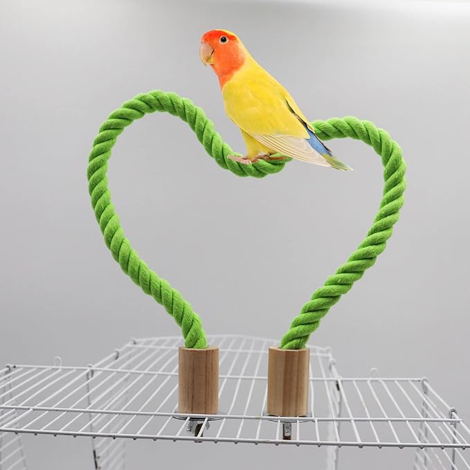 2 Pack Bird Hemp Rope Perch Swing, Bird Cage Stand Pole Accessories, Paw Grinding Standing Climbing Perch for Parrot, Parakeet, Budgies, Lovebirds (47.2 inches/120 cm)