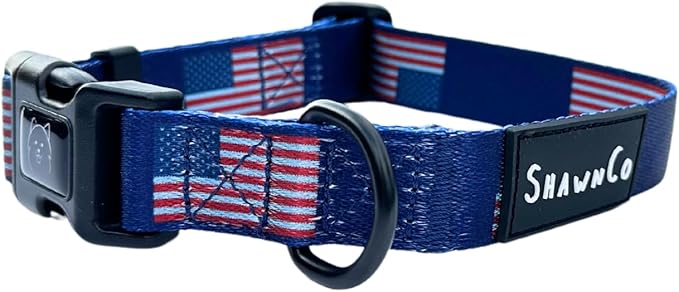 ShawnCo Dream Walk Dog Collar- Premium, Adjustable and Comfortable Pet Collar for Small, Medium, Large and Extra Large Dogs (USA Flag,S)