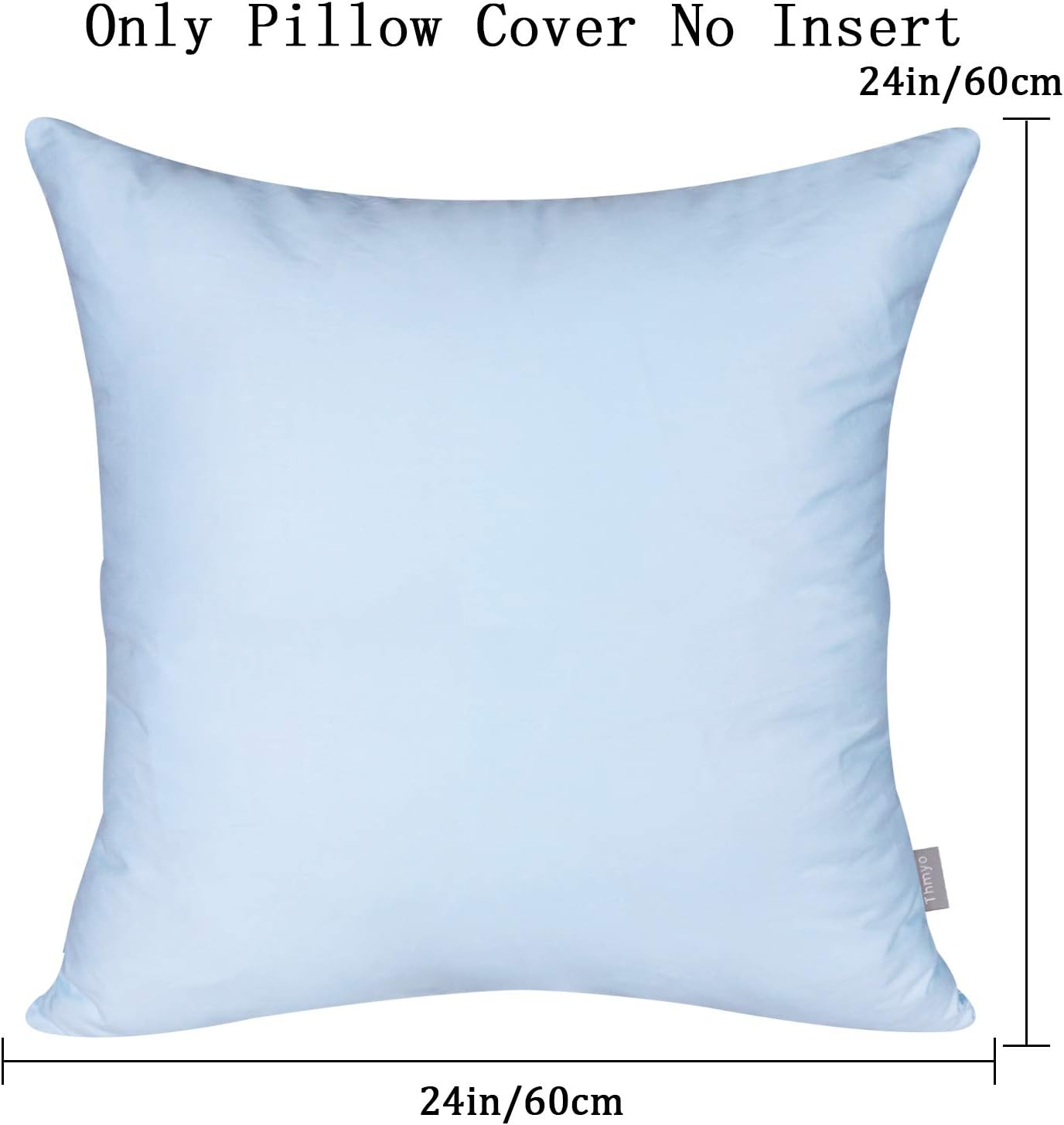 Thmyo 4-Pack 100% Cotton Comfortable Solid Decorative Throw Pillow Case, Square Cushion Cover Pillowcase Sublimation Blank Pillow Covers DIY Throw Pillowcase for Sofa(24x24 inch/ 60x60cm,Light Blue)