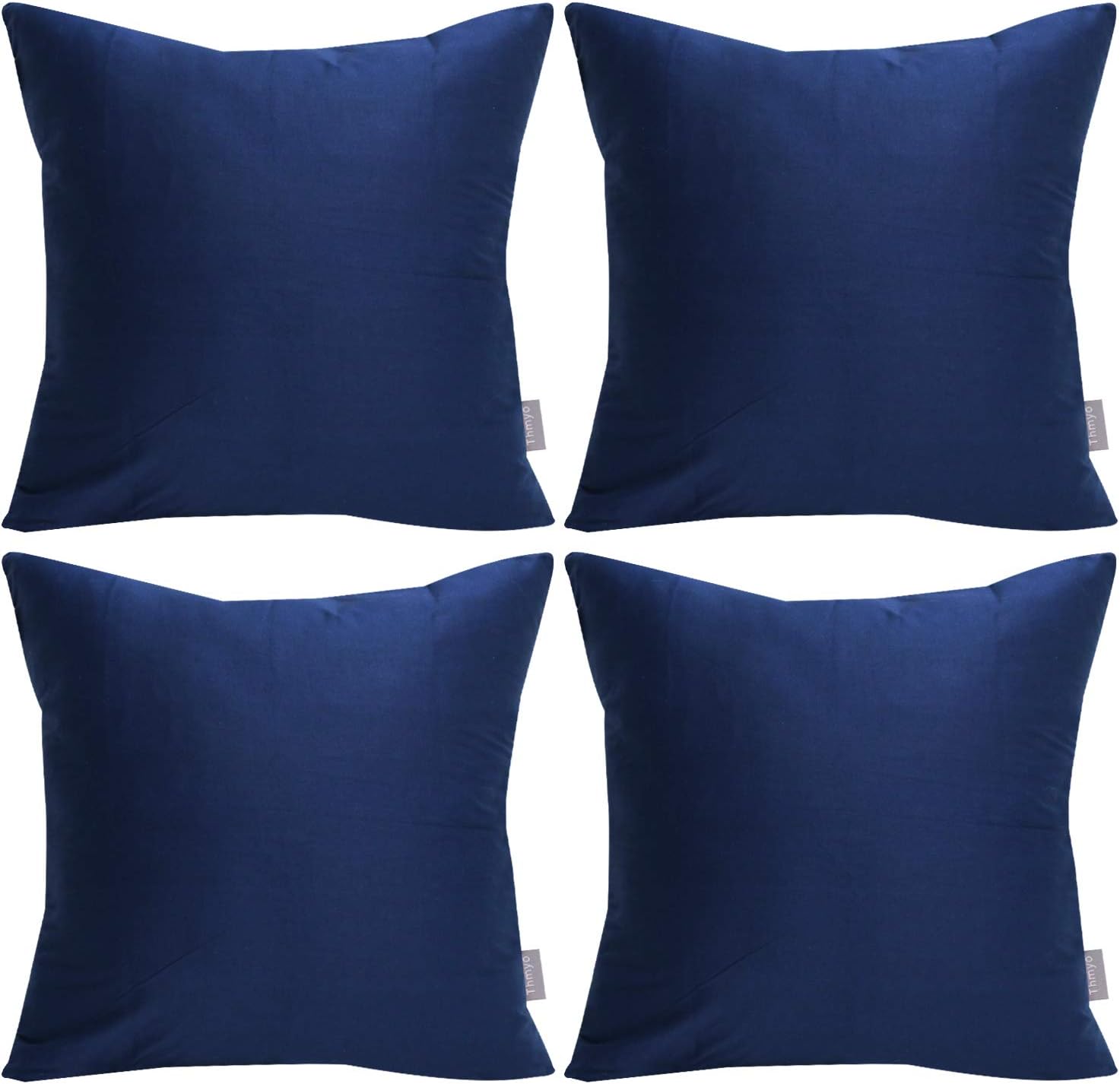 Thmyo 4-Pack 100% Cotton Comfortable Solid Decorative Throw Pillow Case Square Cushion Cover Pillowcase Sublimation Blank Pillow Covers Halloween DIY Throw Pillowcase(26x26inch/66x66cm,Midnight Blue)