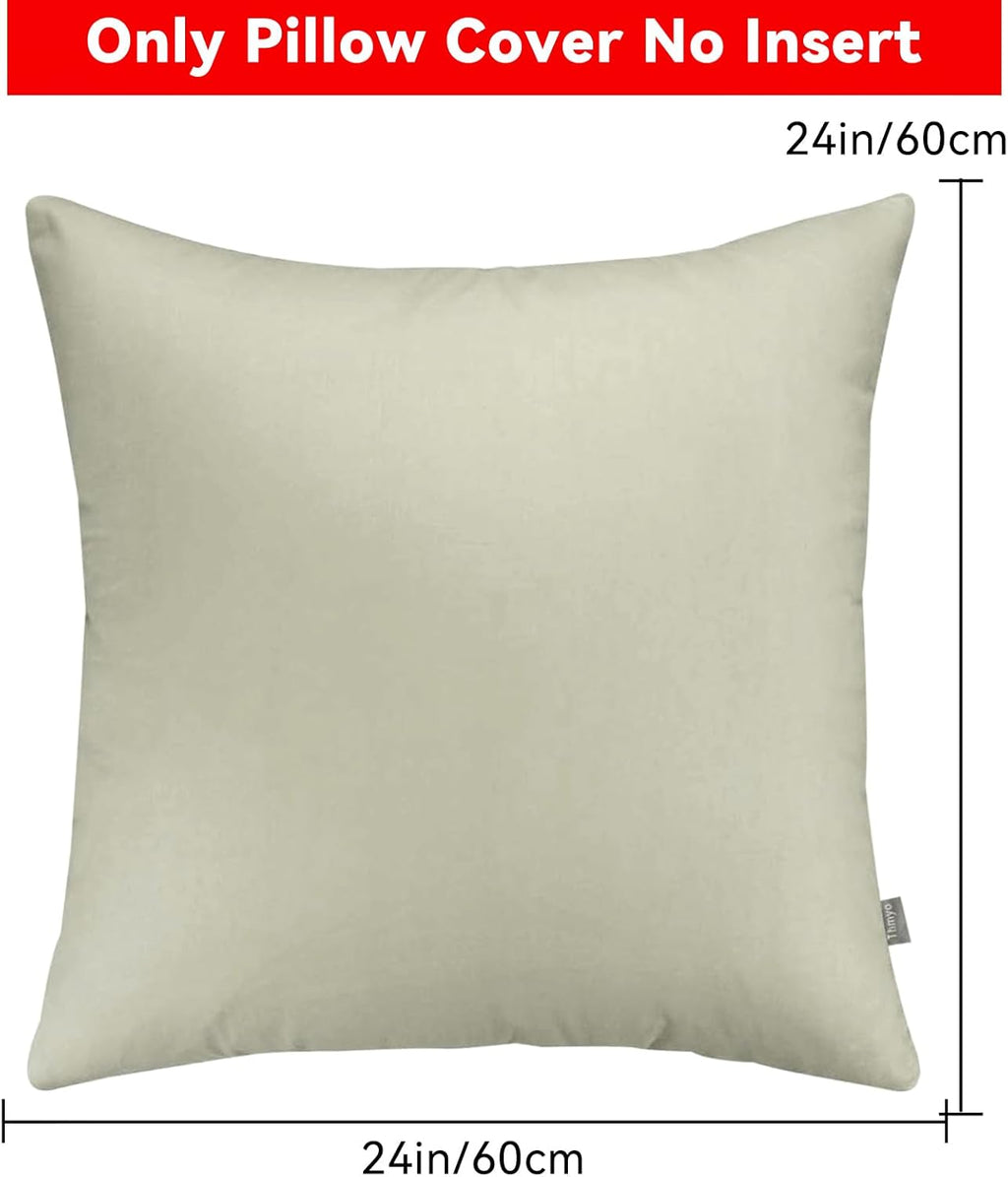 4-Pack 100% Cotton Comfortable Solid Decorative Throw Pillow Case,Thmyo Square Cushion Cover Pillowcase Sublimation Blank Pillow Covers DIY Throw Pillowcase for Sofa Bedroom(24x24 inch/ 60x60cm,Beige)