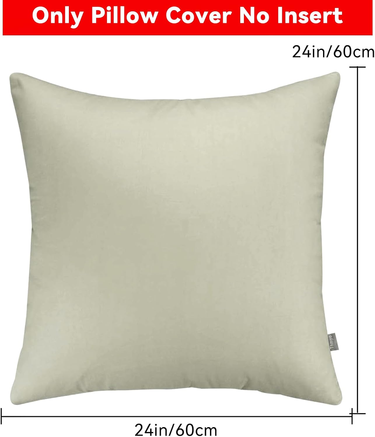4-Pack 100% Cotton Comfortable Solid Decorative Throw Pillow Case,Thmyo Square Cushion Cover Pillowcase Sublimation Blank Pillow Covers DIY Throw Pillowcase for Sofa Bedroom(24x24 inch/ 60x60cm,Beige)