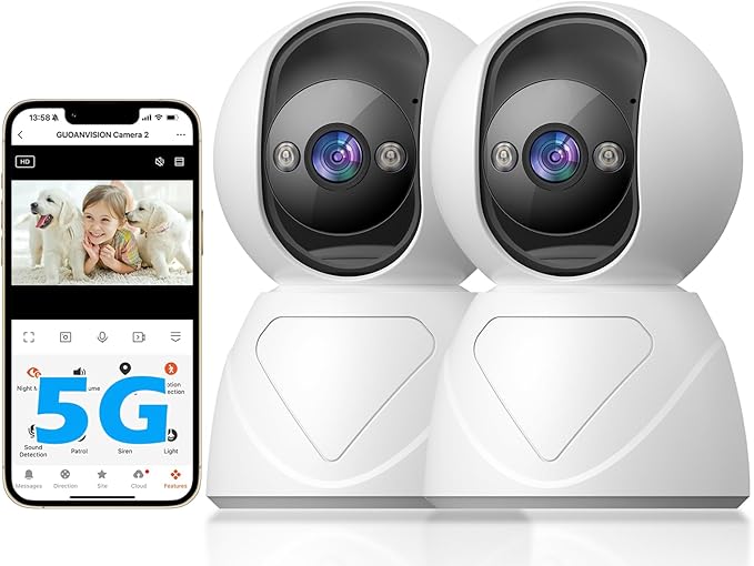 3MP Indoor Security Camera, 5G WiFi 360° Pan/Tilt Home Cameras for Baby Monitor/Pet/Elder/Kids/Bedroom, Auto-Focus and Zoom,Motion Tracking,2-Way Audio,Siren,3 Night Vision,Cloud&SD Card