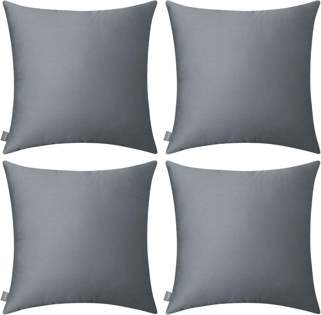 4-Pack 100% Cotton Comfortable Solid Decorative Throw Pillow Case Square Cushion Cover Pillowcase Sublimation Blank Pillow Covers(Cover Only,No Insert) (26x26 inch/ 66x66cm, Dark Grey)