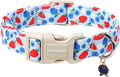 DOGWONG Strawberry Dog Collar, Blue Dog Collars Blueberry Adjustable Cute Pet Collars Girl Design Dog Collar for Small Medium Large Dogs