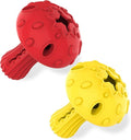 SCHITEC Dog Chew Toy for Large & Medium Dogs, Rubber Treat Dispensing Toy for Aggressive Chewers, Interactive Slow Feeder Tough Puzzle Toys Teeth Cleaning (Red & Yellow)