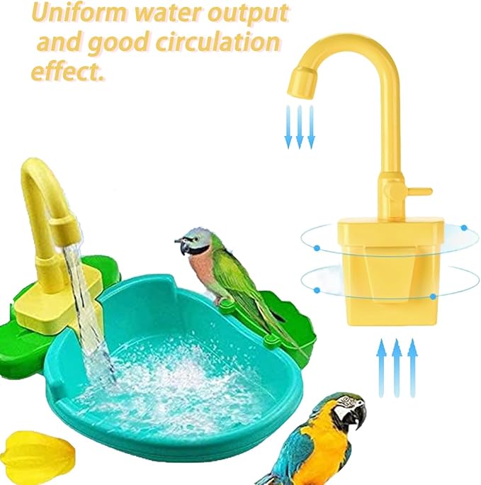 Bird Bath for Cage, Parrot Shower Bathtub Indoor with Faucet, Automatic Bird Bath Shower, Parrot Automatic Bathing Box, Bird Shower Swimming Pool Toy for Parakeet, Ferret, Budgie, Cockatiel(Green)
