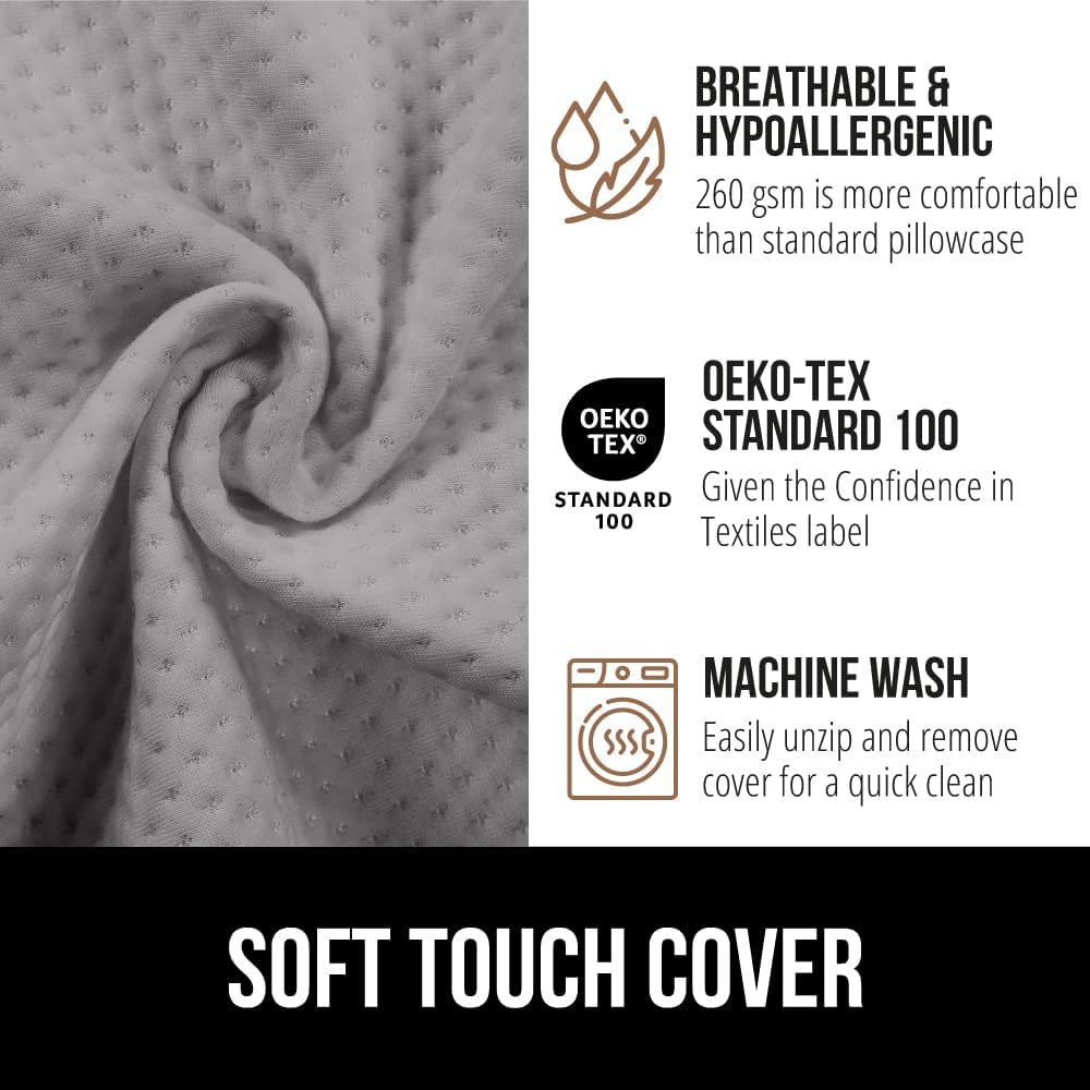 GORILLA GRIP Patent Pending Queen Bed Wedge Pillow Headboard Gap Filler, US Designed, Comfortable Supportive High Density Foam Pillows, Stay in Place Gripping Dots, Wedges Between Mattress, Soft Gray