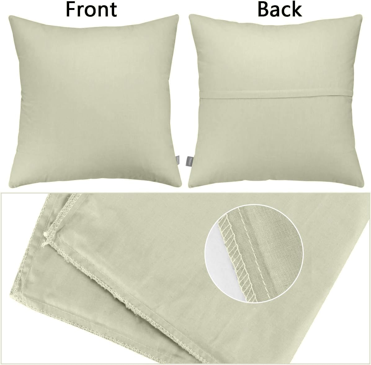 4-Pack 100% Cotton Comfortable Solid Decorative Throw Pillow Case,Thmyo Square Cushion Cover Pillowcase Sublimation Blank Pillow Covers DIY Throw Pillowcase for Sofa Bedroom(24x24 inch/ 60x60cm,Beige)
