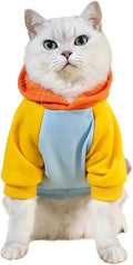 QWINEE Basic Dog Hoodie Sweatshirt Puppy Sweater Warm Cat Costumes Pet Clothes for Chihuahua Puppy Kitten Small Medium Dogs Orange and Blue Small