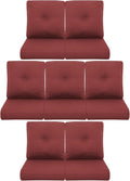 7-Piece Outdoor Patio Cushion Set - Fade & Water Resistant with Removable Olefin Cover, 22x24x4 Inch Memory Foam Cushions for Wicker Sectional Sof - Red/Buckle