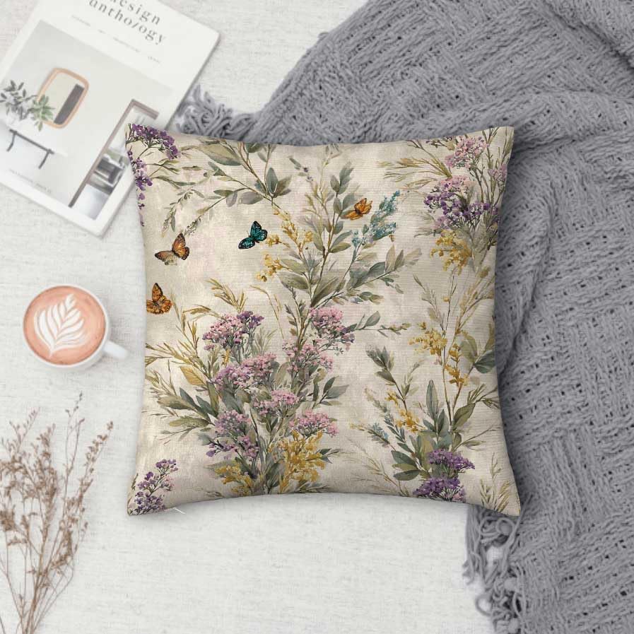 Throw Pillow Covers 18x18 Set of 2, Wild Flower Cushion Covers, Decorative Square Pillowcases for Couch, Bedroom, Living Room