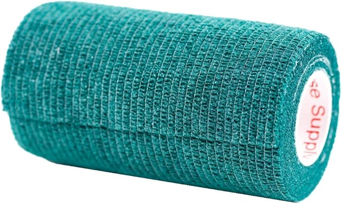 4 Inch Vet Wrap Tape Bulk (Hunter Green) (Pack of 6) Self Adhesive Adherent Adhering Flex Bandage Grip Roll for Dog Cat Pet Horse
