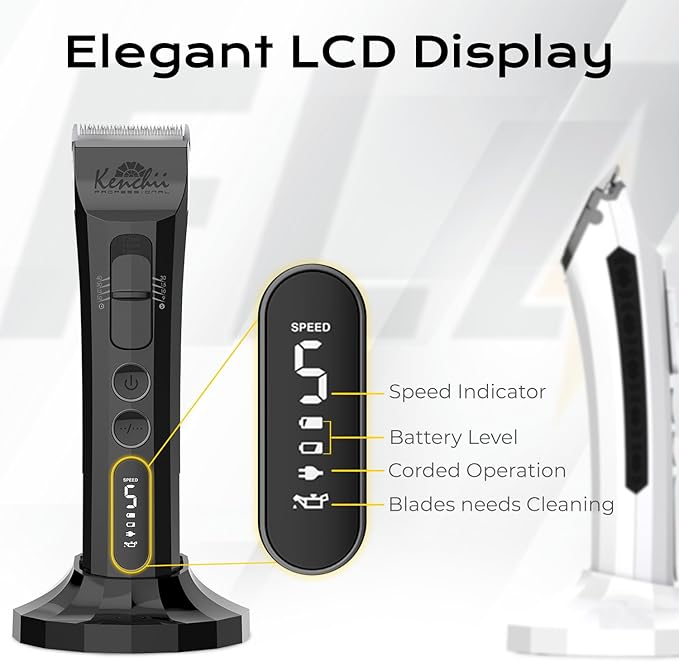 Kenchii Flash Dog Clippers for Grooming - 4-in-1 Digital Cordless Dog Grooming Clippers - Precision Pet Grooming Trim, Shape, and Style Effortlessly, White