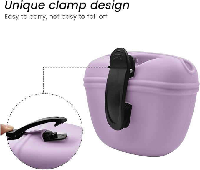 AUDWUD Silicone Dog Treat Pouch,With Dog Training Clicker,Clip on Portable Training Container,Convenient Magnetic Buckle Closing and Waist Clip