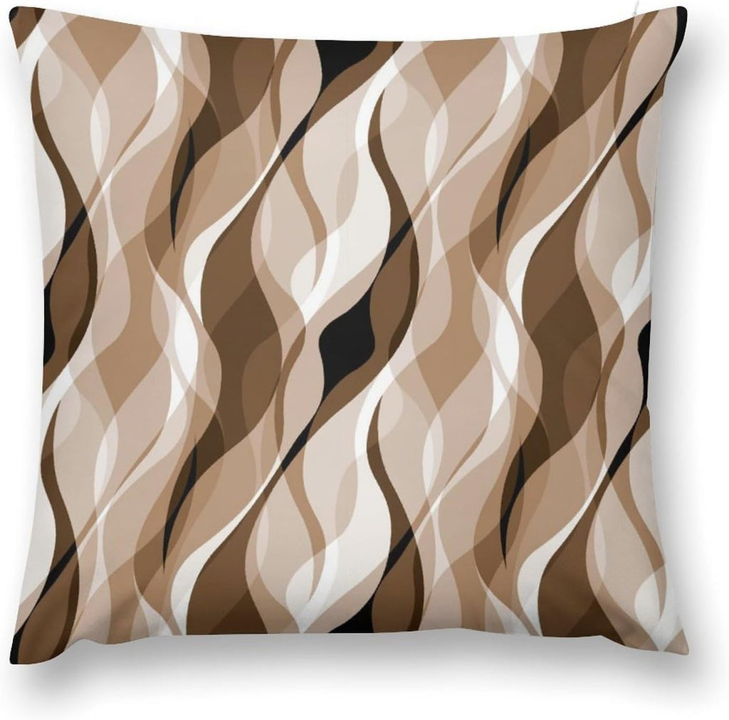 Brown Throw Pillow Covers Modern Abstract Grey and Brown Striped Decorations for Bedroom Living Room Farmhouse Sofa Pillows Bed Couch 18x18 Inch