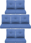 7-Piece Outdoor Patio Cushion Set - Fade & Water Resistant with Removable Olefin Cover, 22x24x4 Inch Memory Foam Cushions for Wicker Sectional Sof - Blue/Buckle