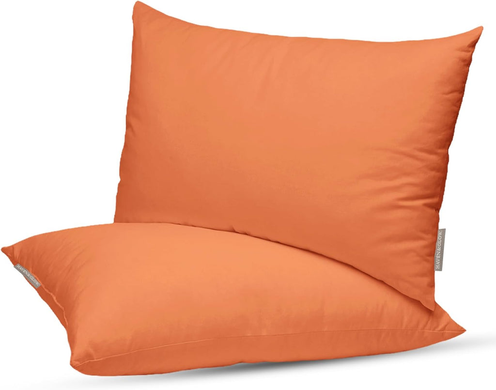 Haven & Glow Decorative Throw Pillow Cover – Rectangular Cushion Case with Zipper | Modern Sofa, Couch & Bed Accent Pillow Covers for Living Room, Bedroom & Home Decor | 20 x 12 Inch – Orange – 2 Pack