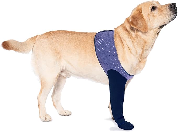 COODEO Dog Socks to Prevent Licking Paws, Healing Boots & Paw Protectors with Non-Slip Bottoms for Wound Protection, Waterproof Sleeve Shoes for Licking（Purple，3XL_Left