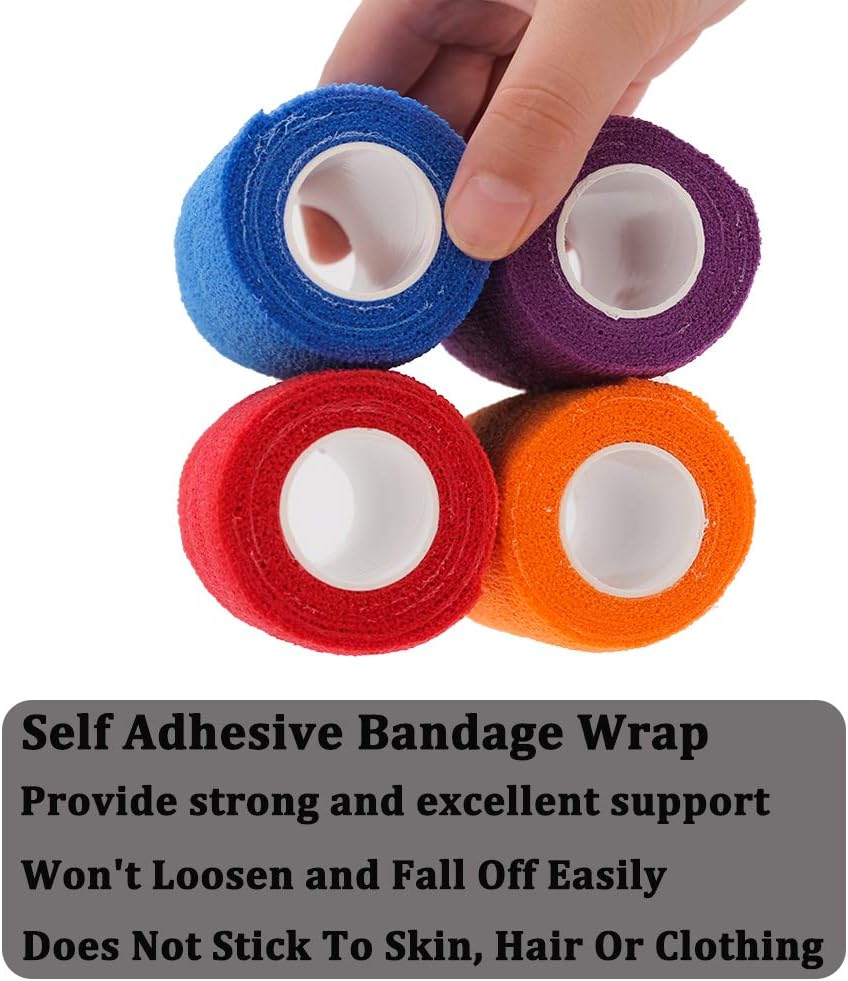 12 Rolls Elastic Self Adhesive Bandage Wrap 3 Inch, Breathable Non Woven Cohesive Bandage, Vet Wrap for Dogs, Ankle Sprains Swelling Medical First Aid Tape, Sports Athletic Tape Color