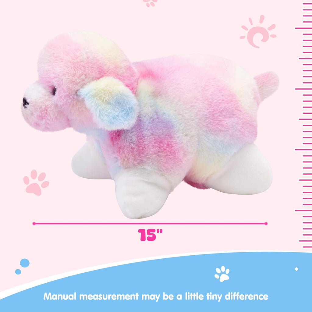 Glow Guards 14" Light Up Musical Rainbow Dog Stuffed Animal Sofa Decors Christmas Children's Day Birthday Gifts for Toddlers Kids (Rainbow Dog, LED & Music)