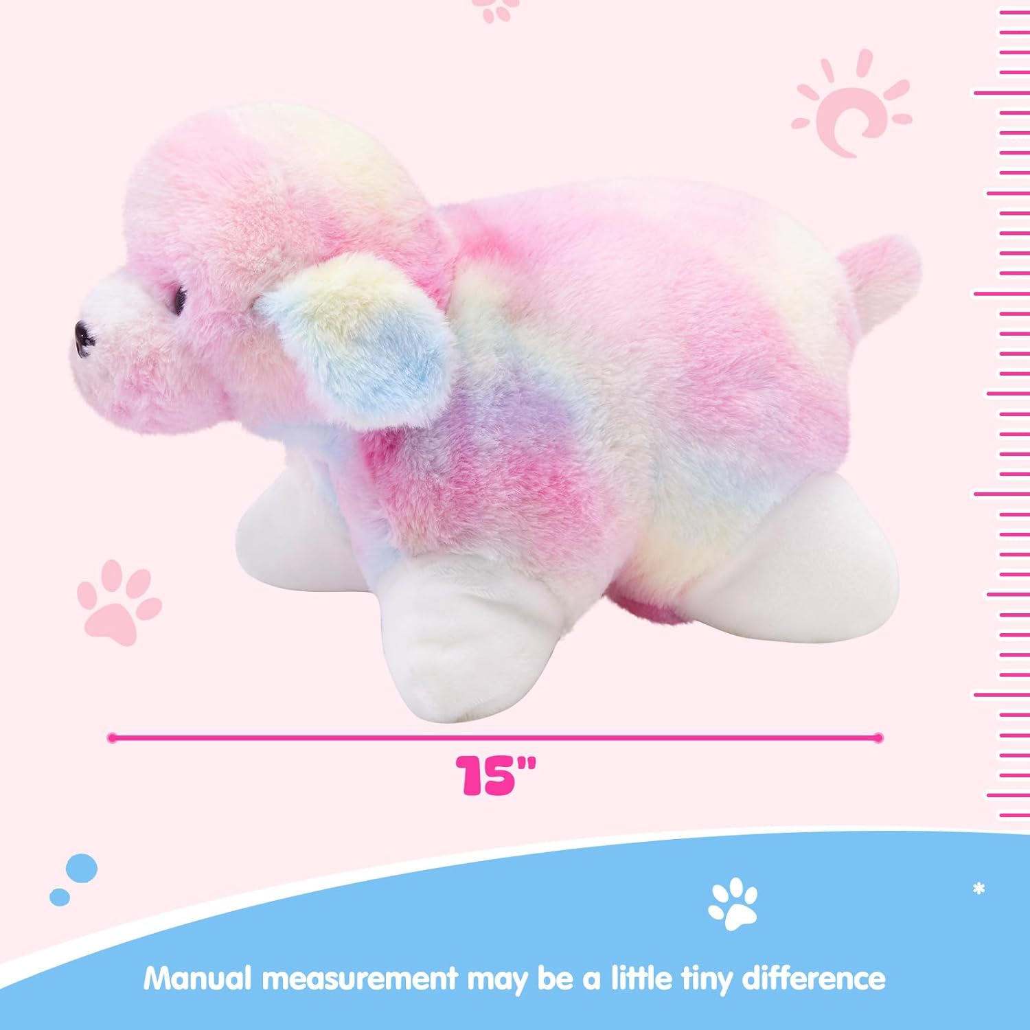 Glow Guards 14" Light Up Musical Rainbow Dog Stuffed Animal Sofa Decors Christmas Children's Day Birthday Gifts for Toddlers Kids (Rainbow Dog, LED & Music)