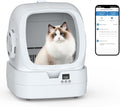 Automatic Cat Litter Box Self Cleaning - APP Control and Weight Monitoring - Ultra-Quiet, Suitable for Medium Cats and Kittens, Safe Anti-Pinch Litter Box (Assembly Required) -White