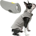 Gooby Fleece Vest Dog Sweater - Gray/Yellow, Small - Warm Pullover Fleece Dog Jacket with O-Ring Leash for Small to Medium Dogs