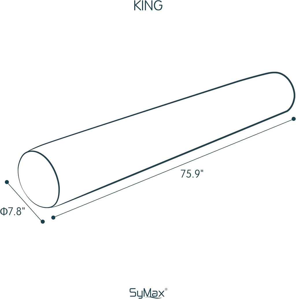 SyMax 7.8"x76" Body Pillow for King Bed, Memory Foam Bolster w/Removable Velvet Cover, Headboard Gap Filler Pillow, White