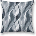 Blue Throw Pillow Covers Modern Abstract Blue and Grey Striped Decorations for Bedroom Living Room Farmhouse Sofa Pillows Bed Couch 18x18 Inch