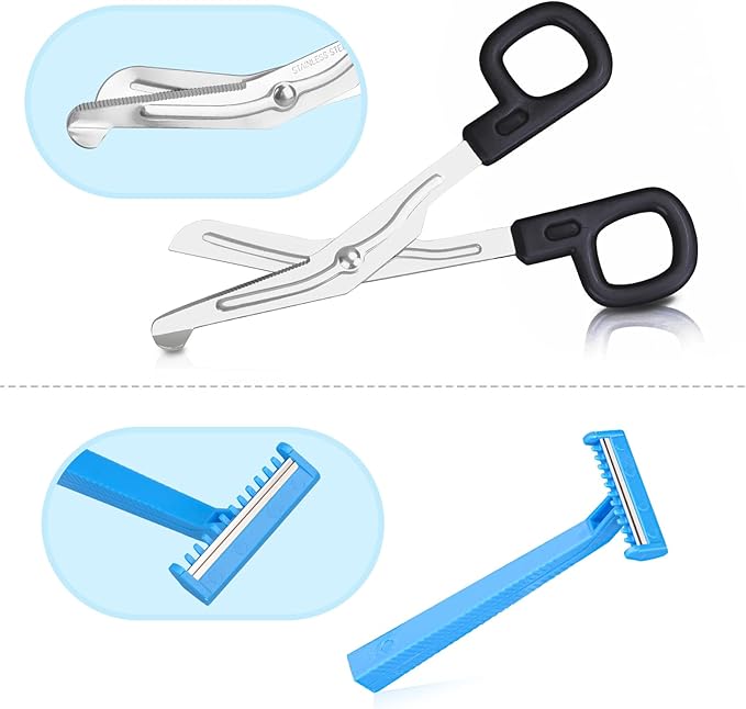 AED First Kit with CPR, Gloves, Razor, Scissors, Gauze Pads, and Cleansing Wipes for AED Training