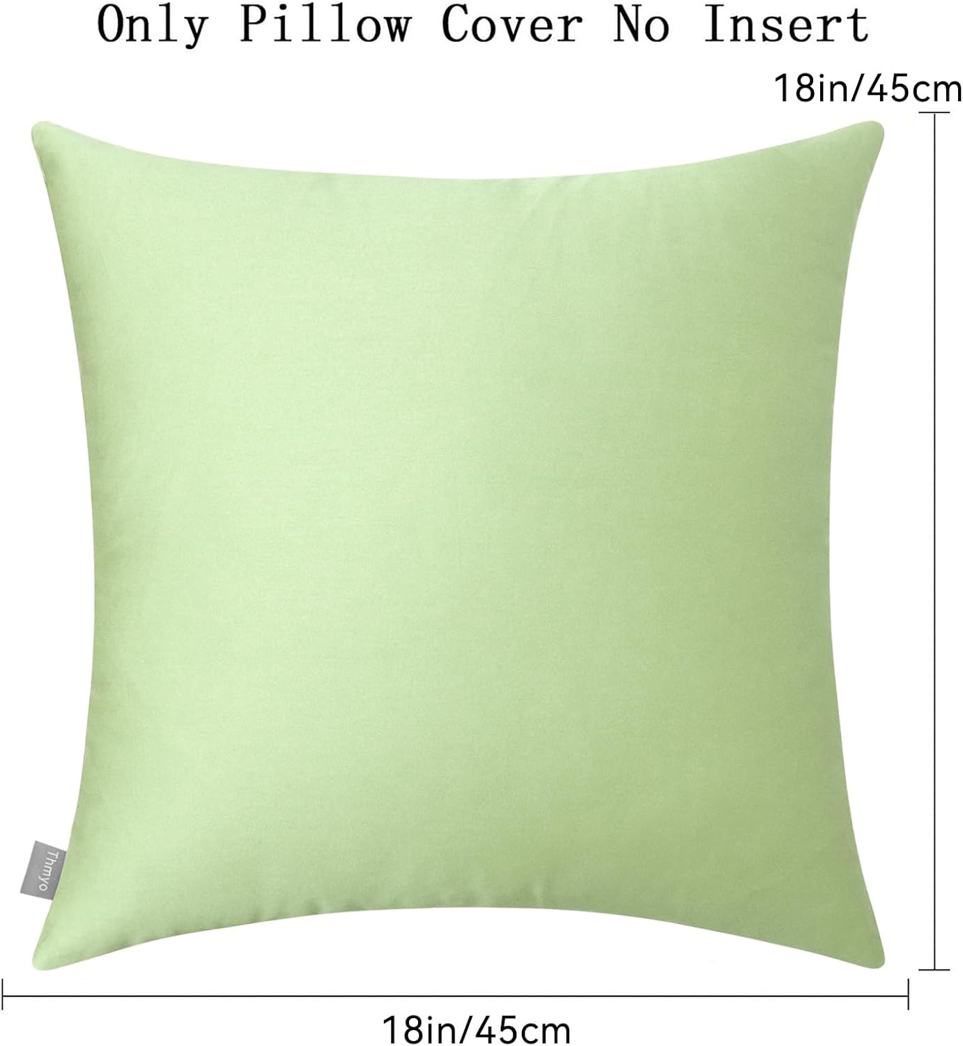 Thmyo 4-Pack 100% Cotton Comfortable Solid Decorative Throw Pillow Case Square Cushion Cover Pillowcase Sublimation Blank Pillow Covers(18x18 inch/ 45x45cm, Light Pea Green)