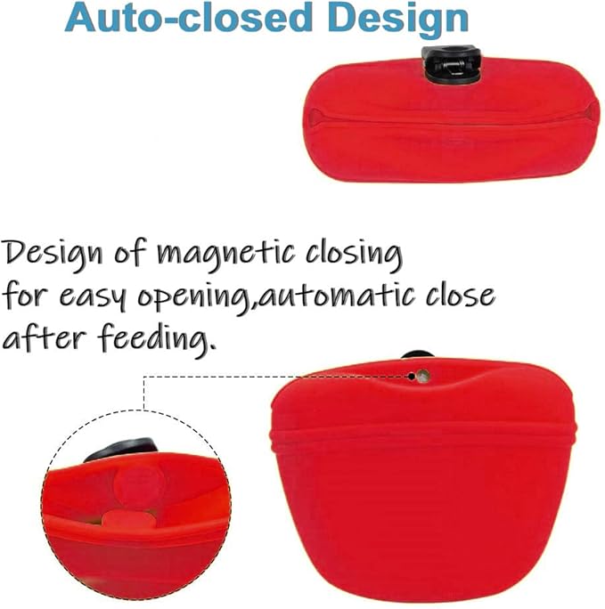 RoyalCare Silicone Dog Treat Pouch-Small Training Bag-Portable Dog Treat Bag for Leash with Magnetic Closure and Waist Clip[US Design Patent]